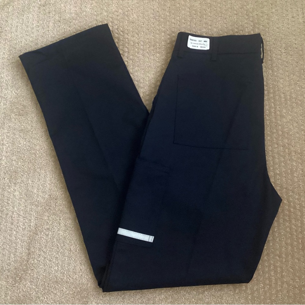 FedEx Stan Herman Work Pants Blue Size 34T X 36 Reflective Zipper Uniform Navy